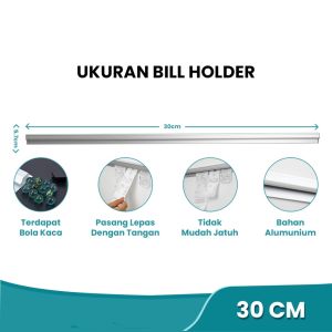 30CM/60CM RECEIPT HOLDER / PENJEPIT KERTAS BON BILL/BILL HOLDER / CAPITAN NOTA STAINLESS