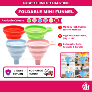 【𝐂𝐥𝐞𝐚𝐫𝐚𝐧𝐜𝐞 𝐒𝐚𝐥𝐞】Folding Silicone Funnel Mini Telescopic Long Neck Kitchen Oil Drain Creative Liquid Dispensing Tool Mold Retractable | Mini Foldable Funnel Silicone Collapsible Funnel Folding Portable Funnels Household Liquid Dispensing