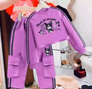 Setelan Anak Perempuan Model Cargo Croptop Motif Kuromi Usia 1-10 Tahun - Fashion Anak