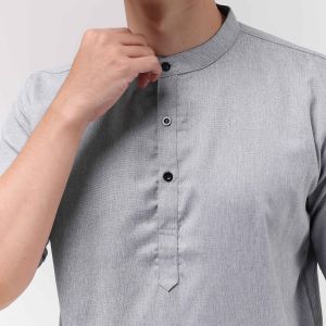 Baju Koko Kurta Pria Muslim Lengan Pendek Brown Premium Katun Nyaman dan Lembut - Stylelaki KANNA