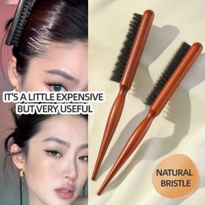 Solid Wooden 3-Row Hair Brush - For Oil Head Teasing Beard Prep & Neck Hair Cleaning