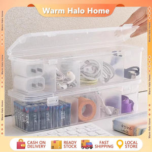 5 Grid Data Cable Storage Box Multifunctional Large-capacity Charger Cable Cord Organizer Dust-proof Data Cable Storage Box Stationery Container Charger Wire Earphone Case Electronics Accessories Organizer Box