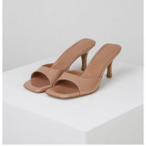 [Free Shipping] Patent Leather High-Heeled Sandals for Women New Summer Style Square Toe Thin Heel Large Size Womens Slippers for Outdoor Wear