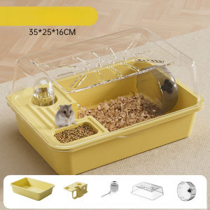 Panoramic Hamster Cage Double Deck with Exercise Wheel Hideout House Ventilation System Large Transparent Pet Habitat