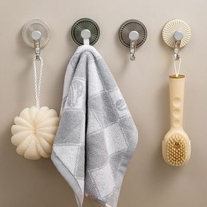 ANGY  5Pcs Plastic Suction Cup Hook Transparent Punch Free Shower Towel Rack Creative Reusable Door Sticky Hooks for Home