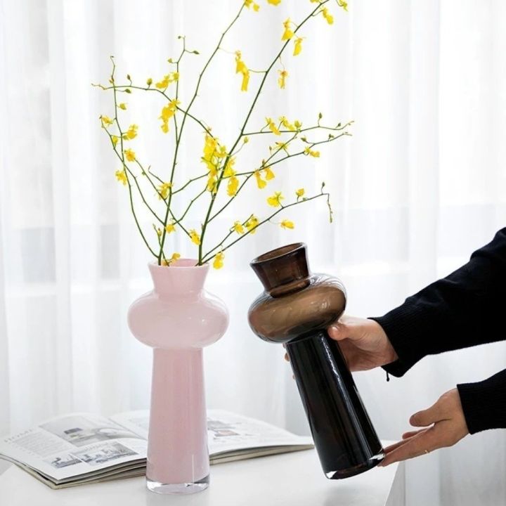 HUYAN Cổ điển Bình hoa thủy tinh Lãng mạn Pháp Nếp gấp hình học Bình ...