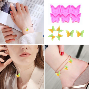 แม่พิมพ์ซิลิโคนกระจกรูปผีเสื้อเหมาะสำหรับทำต่างหูแบบทำมือด้วยอีพอกซีเรซินแท็กห้อยพวงกุญแจ