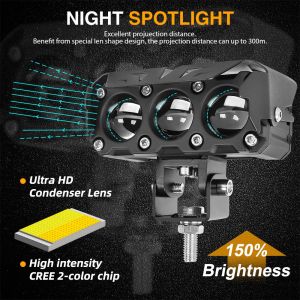 1pc Tri-Star Led Driving Light For Motorcycle and Cars Waterproof