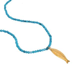 Adjustable Braided Cord Necklace for Women Bohemian Oceanics Fish Pendant Gold Copper