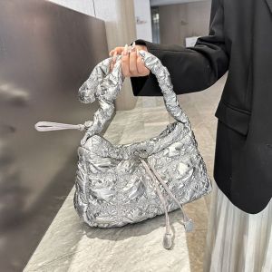 PERCEPT แบบเกาหลี กระเป๋าสะพายไหล่แบบมีเชือกไนลอน ถุงเกี๊ยว ผ้าฝ้ายอวกาศ กระเป๋าสะพายข้าง ทันสมัย ผ้าสีพื้น กระเป๋าถือลายตารางสี่เหลี่ยม คุณผู้หญิง