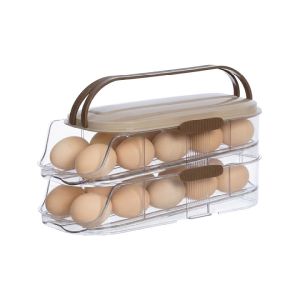 Khay đựng trứng thông minh Có nắp trong suốt 2 3 tầng để tủ lạnh Dạng Lăn Lấy Trứng Dễ Dàng