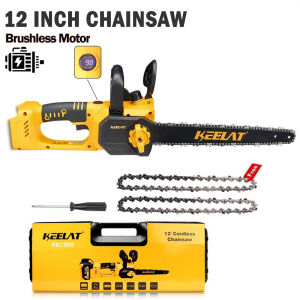 KEELAT KEC009 Cordless Chainsaw 12 Inch Electric Brushless Saw MT Bateri With LED Mini Chainsaw Battery Wood Cutter Gergaji Elektrik 电锯