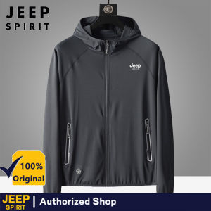 JEEP SPIRIT Mens Sun Protection Clothing Thin Jacket Coat Sunshade UV Protection Hoodie Fishing Clothing Travel Outdoor Jackets