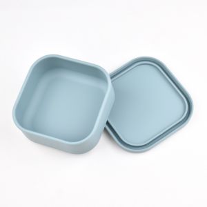 GOXBERK Simple Silicone Lunch Box Microwave with Lid Square Food Container Easy To Clean Leakproof Fresh-Keeping Bowl Home