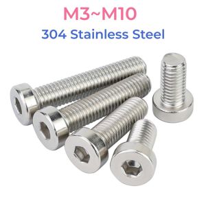 304 Stainless Steel Thin Low Short Profile Head Hex Hexagon Socket Head Cap Screws Allen Bolts M3 M4 M5 M6 M8 M10