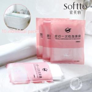 Disposable bathtub sleeve  thickened plastic film bath bag household travel supplies一次性泡澡袋含固定贴