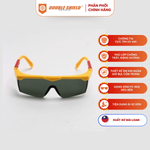 Kính Bảo Hộ Chống Tia UV Trẻ Em DOUBLE SHIELD 9091S YLG15 Đài Loan Tròng Râm/ Gọng Vàng