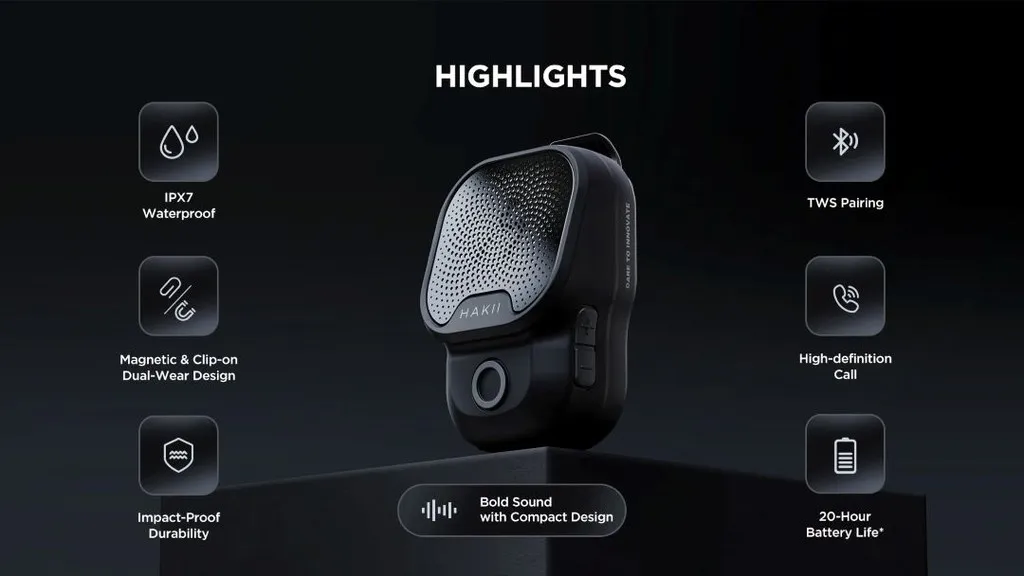 Havit Hakii Boulder Clip-On Portable Bluetooth Speaker description image