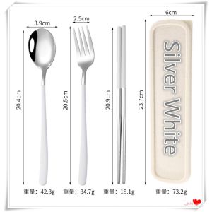 STAINLESS STEEL 3 in 1 PORTABLE CUTLERY SET Spoon Fork Chopstick Set Travel EAT SET KL READY STOCK
