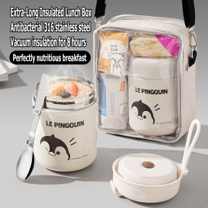 【SG Inventory】316 Stainless Steel Vacuum Insulated Food Jar 500ml Leak-Proof With Foldable Spoon For Breakfast/Soup/Drinks