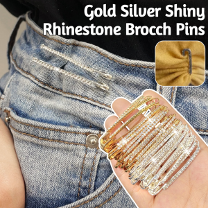【Fashionable And Safe】12pcs Gold Silver Shiny Rhinestone Brooch Pins Simple And Advanced Rhinestone Pins Clothing Safety Pins Women Accessory
