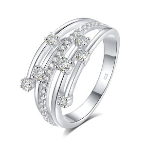 Szjinao Brand Trendy Moissanite Ring Eternity Wedding Band Solid 925 Silver Rings For Women Jewelry Engagement Gift Dropship