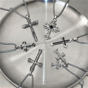 Hip Hop Trend Cross Pendant Titanium Steel Necklace Men Jewelry Stainless Steel Necklace
