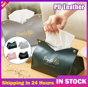 Leather Tissue Box Cover Facial Tissue Box Premium Tissue Felt Leather Covers Stylish Decorations for Car Office Living Room Bedroom Dresser Night Stand Desk ⭐️【Kualiti Tinggi+Stok Ada】⭐️