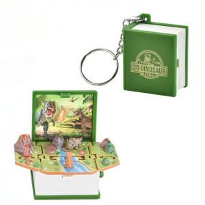 Book Keychain Folding Children Kids Toy 3D Christmas Gift Anxiety Stress Relief Dinosaur Castle Christmas Mini Key