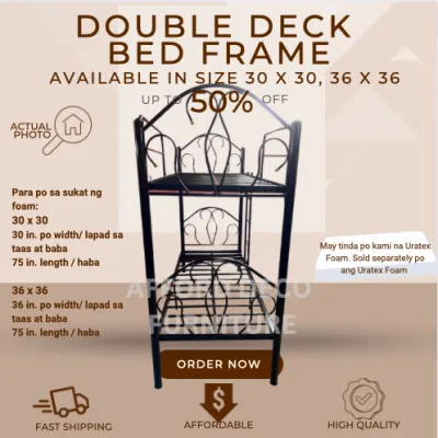 High Quality Heavy Duty Double Deck Bunk Bed Metal Bed Frame Elegant Design Size 30 x 30 36 x 36
