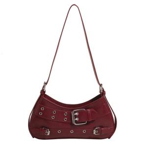 Women Shoulder Bag Trendy Handbag All-matching Underarm Bag Stylish Buckle Armpit Bag Retro Commuting Bag for Travel