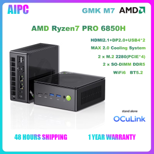 GMKtec M7 AMD Ryzen7 PRO 6850H DDR5 M.2 2280 PCIE Oculink WIFI6 BT5.2 DP2.0 Office Gaming MINI PC
