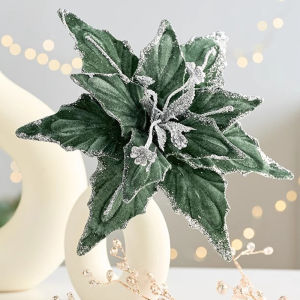 26Cm Nhân Tạo hoa giáng sinh Nhung Vải Với bột nhũ Giả Đầu hoa lớn Xmas Năm Mới Nhà Decors