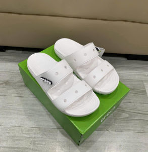 Dép 2 quai ngang cross Band Classic chuẩn xịn đúc liền khối tặng 10 sticker màu trắng