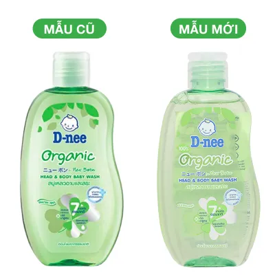 Dầu tắm gội toàn thân em bé D-nee Organic 180ml (Xanh lá) - Màu cũ và màu mới