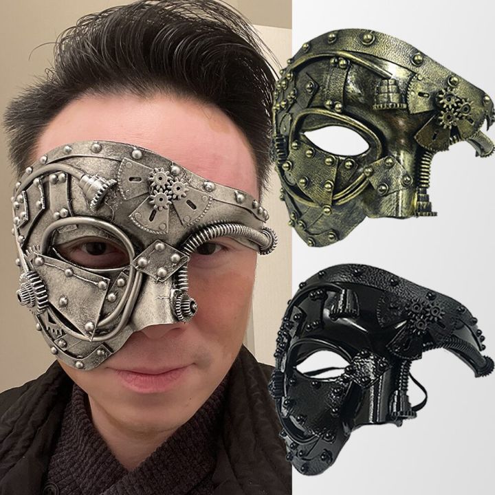 Steampunk Mask Cosplay Medieval Retro Mechanical Science Half Face