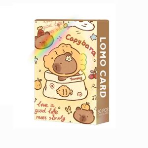 BENNETTGC 30Pcs Double-sided Capybara Photocards Cartoon Capybara Glitter Collection Cards Lovely HD Lomo Cards