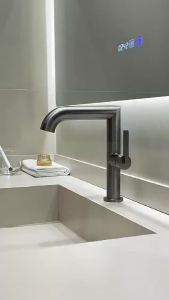 LDIES New Grey Basin Faucet Hot and Cold Bathroom Single Lever Brass Sink Mixer Decked Roation Sink Mixer B8T5H