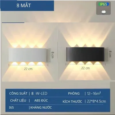 Đèn Hắt Tường Trang Trí 2 Đầu Gắn Tường tường cầu thang ban công 220v ManCo Kháng Nước
