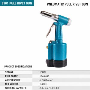 🔶Pneumatic Blind Rivet Gun 2.4-4.8MM Heavy Duty Air Hydraulic Riveter-Professional Pop Pneumatic Riveting Gun Rivet Tool Electric Riveter 2.4-4.8MM Drill Rivet Machine Rivet Nut Riveting Tool Automatic Insert Portable Riveting Tool