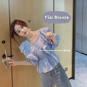 IOS SHOP YUSI BLOUSE WANITA ATASAN KANTOR KOREAN KEKINIAN STYLE MUSLIM HIJAB RAMADHAN LEBARAN