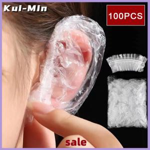 Kui-Min ที่ปิดหูแบบใช้แล้วทิ้ง100ชิ้นที่ปิดหูกันน้ำที่ปิดหูย้อมสีผมสีสดใสที่ปิดหูพลาสติก