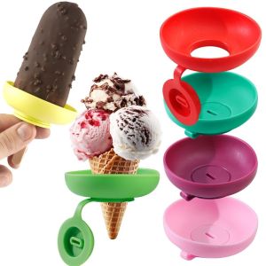 OOC Drip Proof Anti-Drip Ice Cream Holder Silicone Mess Free Ice Cream Support Trailer Easy Clean Anti-Flow Ice Cream Protector Kids