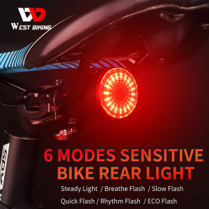 WEST BIKING Bicycle Light Smart Auto Bike Rear Light Brake Sensing Bicycle Tail Light LED Cycling Saddle Taillight Bike accessories
