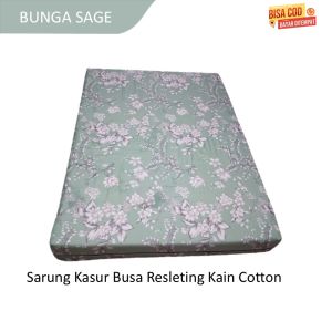 Cover Busa Sarung Busa Resleting Bahan Cotton Motif Bunga Waena Hijau Sage Tebal dan Nyaman  All Size dan Custom Zize