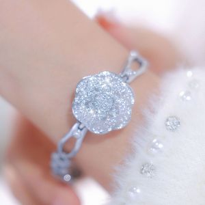 Womens Watch  Light Luxury Diamond Flip Bracelet Watch Elegant and Fashionable V77 Reloj