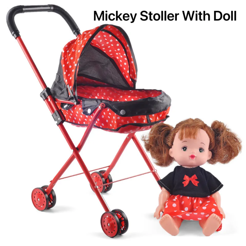 Minnie mouse baby doll deals stroller set