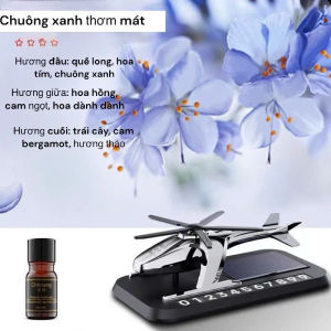 [Tặng Kèm Tinh Dầu] Bảng Số Điện Thoại Kèm Nước Hoa Năng Lượng Mặt Trời Hình Máy Bay Trực Thăng Gắn Taplo ô Tô