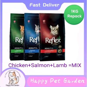 Reflex Plus 1KG Repack (Adult CHICKEN + SALMON + LAMB MIX) Cat Dry Food / Makanan Kucing猫粮干粮