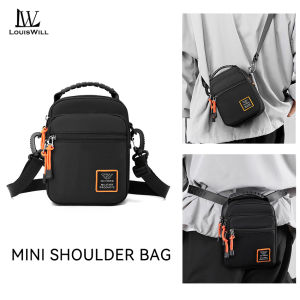 LouisWill กระเป๋าผู้ชายกันน้ำกระเป๋า Crossbody กระเป๋า Oxford ผ้าอเนกประสงค์กระเป๋าคาดเอวกระเป๋าสะพายไหล่ลายขวางแฟชั่นมินิถุงป้องกันรอยขีดข่วนสายกระเป๋าหน้าอกเล็ก